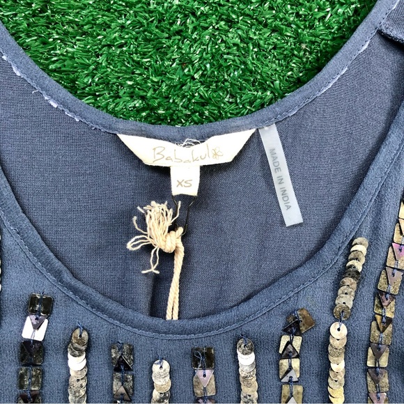 Babakul Blue Embellished Sleeveless Top Scoop Neckline Size XS - Picture 6 of 7